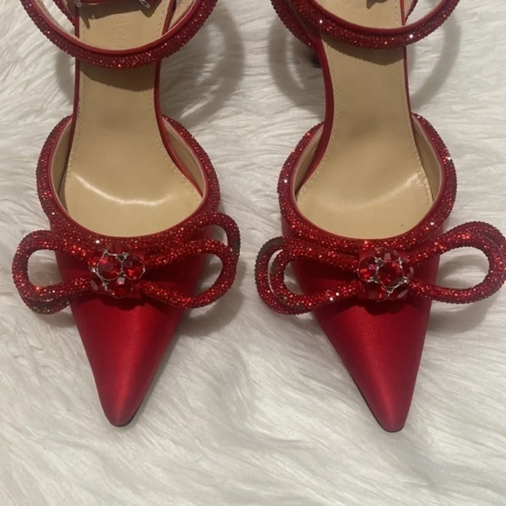 Mach & Mach Crystal Double Bow pointed toe pump size‎ 37.5EU